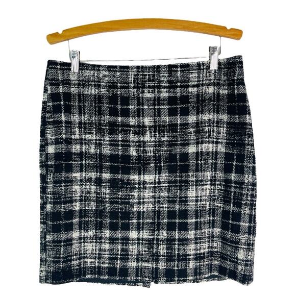 Ann Taylor Dresses & Skirts - Ann Taylor black white plaid wool preppy office skirt 12